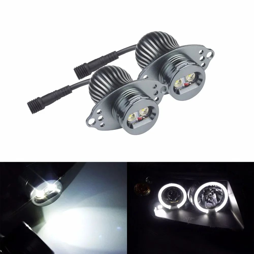 ANGRONG 2x 20W LED Headlight Angel Eyes Halo Ring Light Bulb With Halogen Lights 6000K White For BMW E90 E91 LCI 2009+