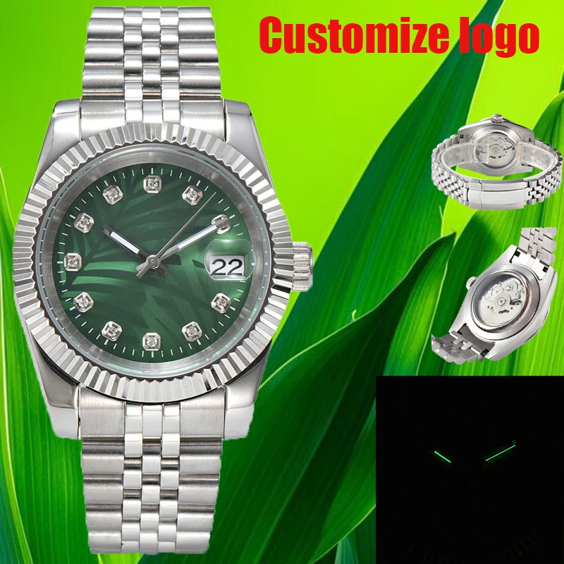 

39mm 36mm 10bar waterproof NH Movement 35 Watch Gold Palm Leaf 316L stainless steel case Sapphire Crystal custom logo