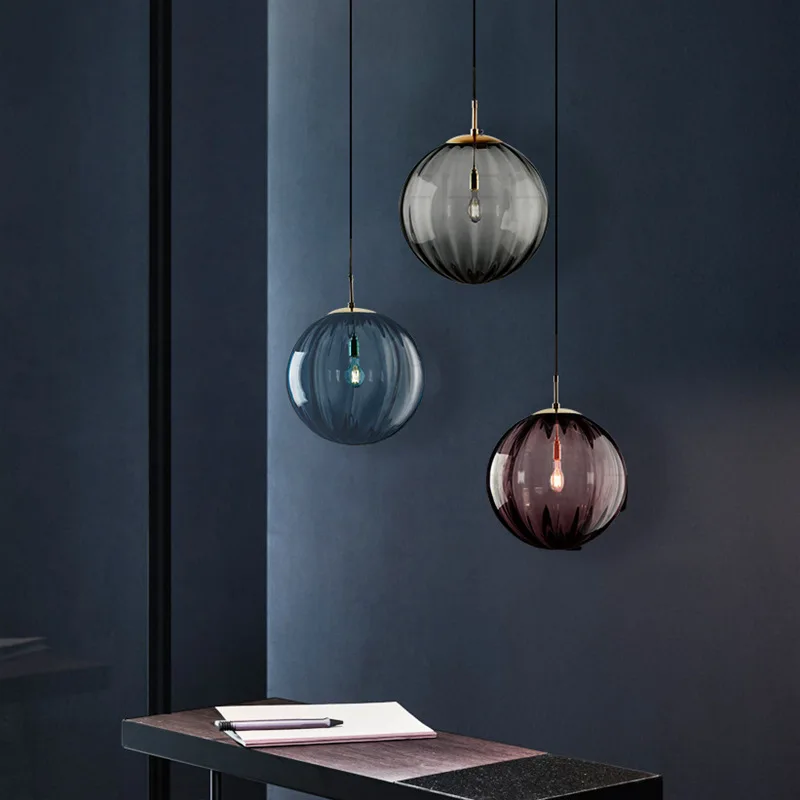 Modern Pendant Lights Wave Glass Ball LED Loft Bedroom Kitchen Hanging Lamps Living Room Dining Minimalist Fresh Small Fixtures