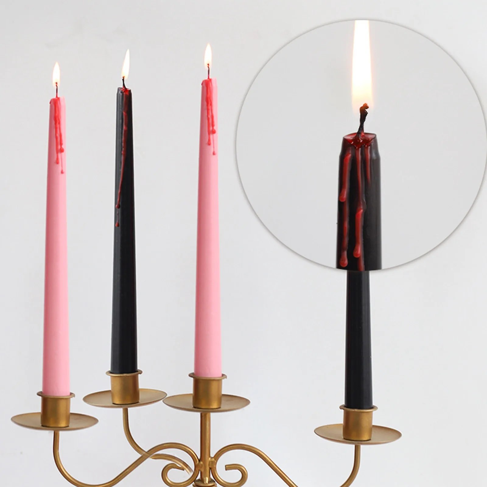 Paquete de 4 velas cónicas de lágrimas de vampiro, juego de velas de gota de sangre de terror de 9,84 pulgadas para fiesta de Halloween, adornos góticos para decoración del hogar
