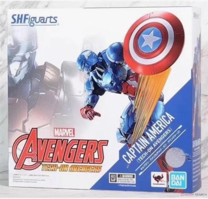 Original Bandai SHF Marvel Series Deadpool Wolverine Captain America Spider-Man bewegliche Actionfigur Modell Sammlerspielzeug