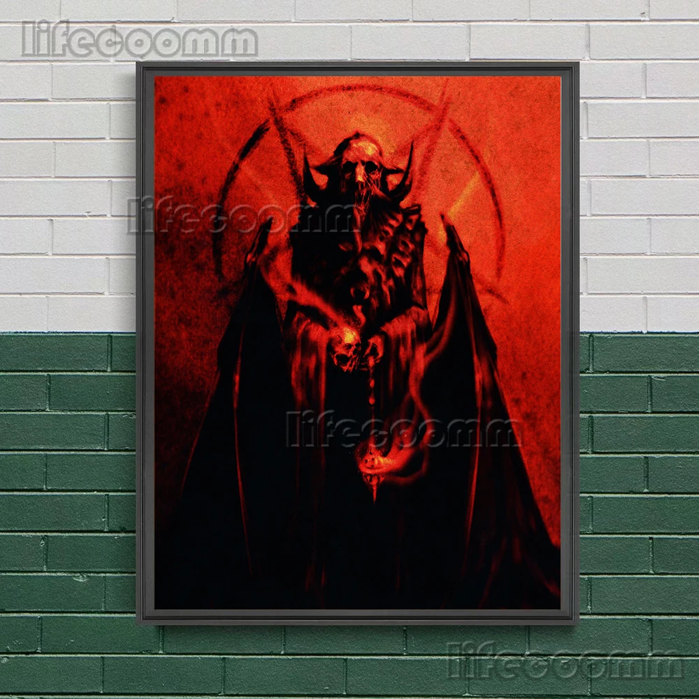 Demons In Purgatory Vintage Wall Art,Witchcraft Gothic Canvas Painting,Creepy Demon Portrait Art Poster And Print Home Decor