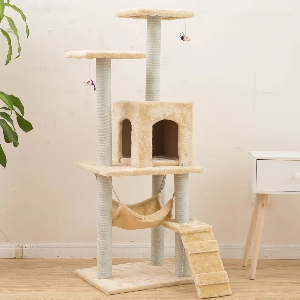 Manufacturer Wholesale Top Pet Furniture House cat tree house Products Sisal Plush Scratcher Cat Tower Cat Tree