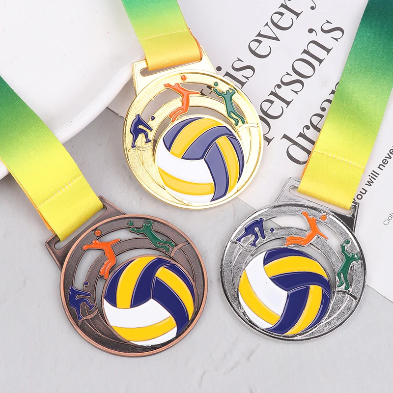 Winner Medal Kickball Medals Award With Neck Ribbon For Winner Reward Sports Metals Football Basketball Volleyball Prizes