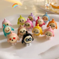 10Pcs Kawaii Cute Mini Rainbow Color Face Egg Party Figure Figurine Hairpin DIY Accessory Decor Model Toy Gift for Young Lady