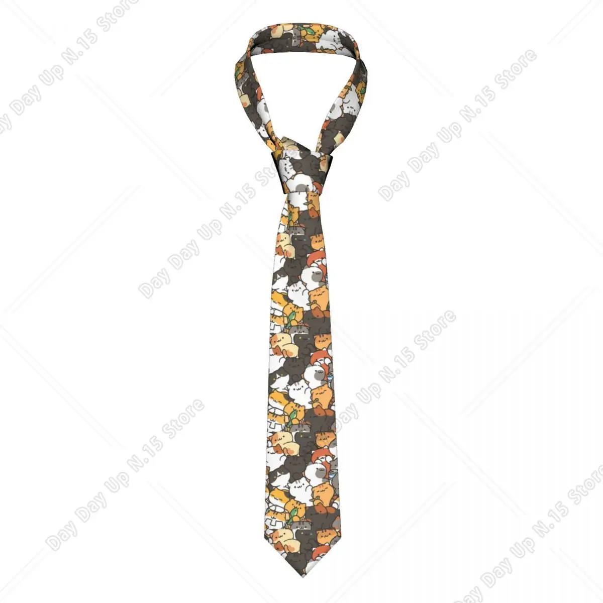 Custom Cute Creative Cat Tie Men Formal Silk Neckties for Office