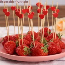100Pcs Disposable Bamboo Skewers Food Picks Buffet Cupcake Fruit Fork Salad Vegetable Sticks Toothpick Skewer Party Cake Dessert