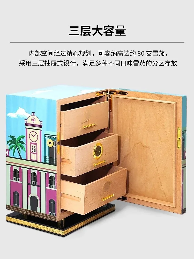 Cigar Moisturizer Cedar Wood Alcoholized Awakening Solid Wood Storage Cabinet