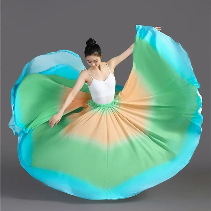 2026 NEW Women Half Skirt Fashion Dance 180 360 540 720 Degrees Chiffon Large Swing Skirt Chinese Style Costume Ethnic Clothing