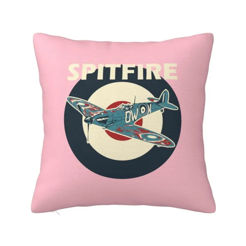 Custom RAF Spitfires Aircraft Roundel WW2 War Plane Pillow Case 45x45cm Supermarine Airplane Nordic Cushion Cover Square