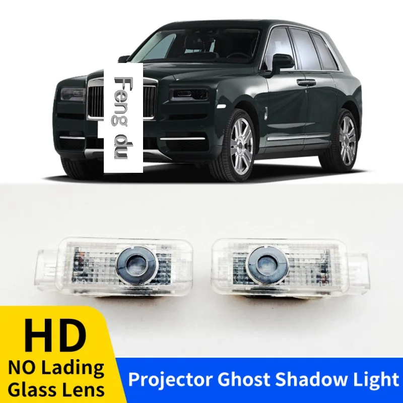 2pcs For Rolls Royce Phantom Ghost Cullinan Wraith Dawn Sweptail HD LED Car Door  Welcome Light Projector Ghost Shadow Light