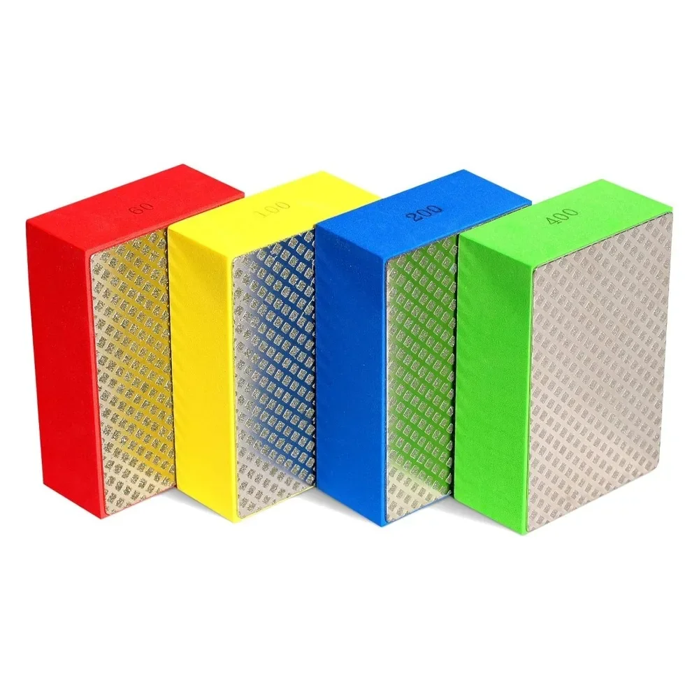 For Glass Tile Diamond Hand Polishing Pads 4PCS 60-3000 Grit Abrasive Grinding Block Pad Wet Dry Sanding Block with Sponge