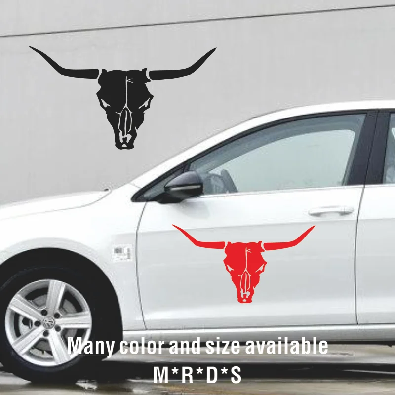 Creative Long Horn Bull Skull Animal Car Sticker PVC Fashionable Body Decoration Covering Scratches Sunscreen Waterproof Decal