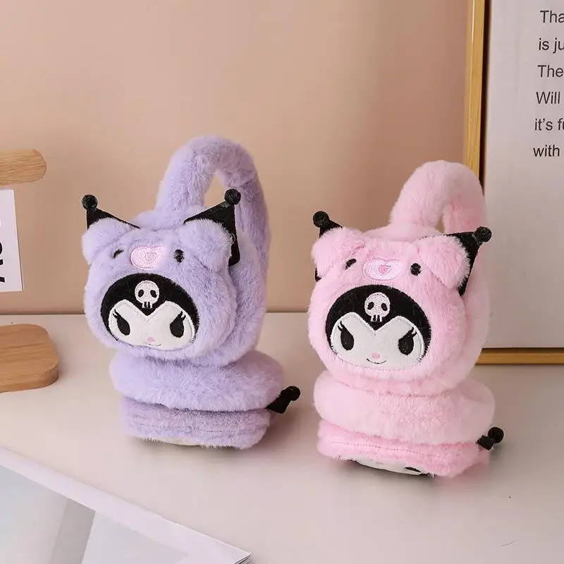 Sanrio Kuromi Plush Earmuffs Cartoon Cute Ear Muffs Winter Keep Warm Accessories Outdoor Cold Protection Ear-Muffs Ear Gifts