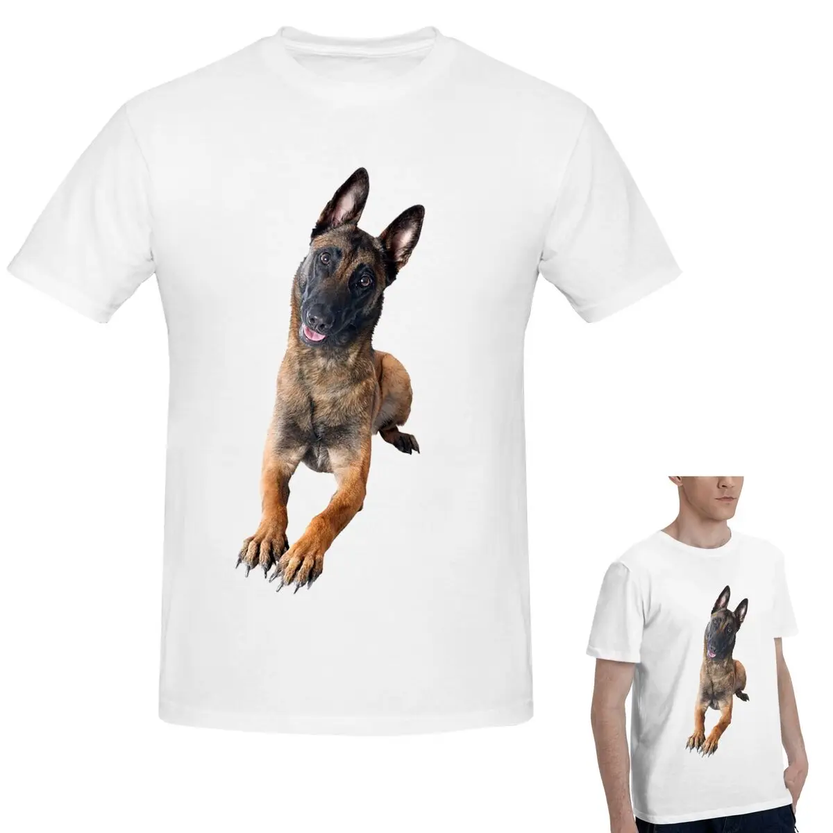 

Футболка из 100% хлопка с бельгийской овчаркой Малинуа, мужская классическая футболка большого размера, мужские летние рубашки с круглым вырезом, топы, S-6XL