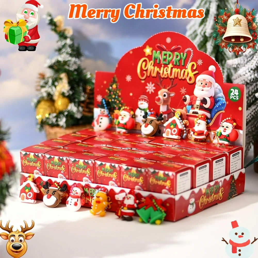 عيد الميلاد تقويم القدوم 2026 هدية الكريسماس مفاجأة صندوق أعمى بولي كلوريد الفينيل سانتا ثلج تمثال لتقوم بها بنفسك شجرة عيد الميلاد قلادة الزخرفية #1