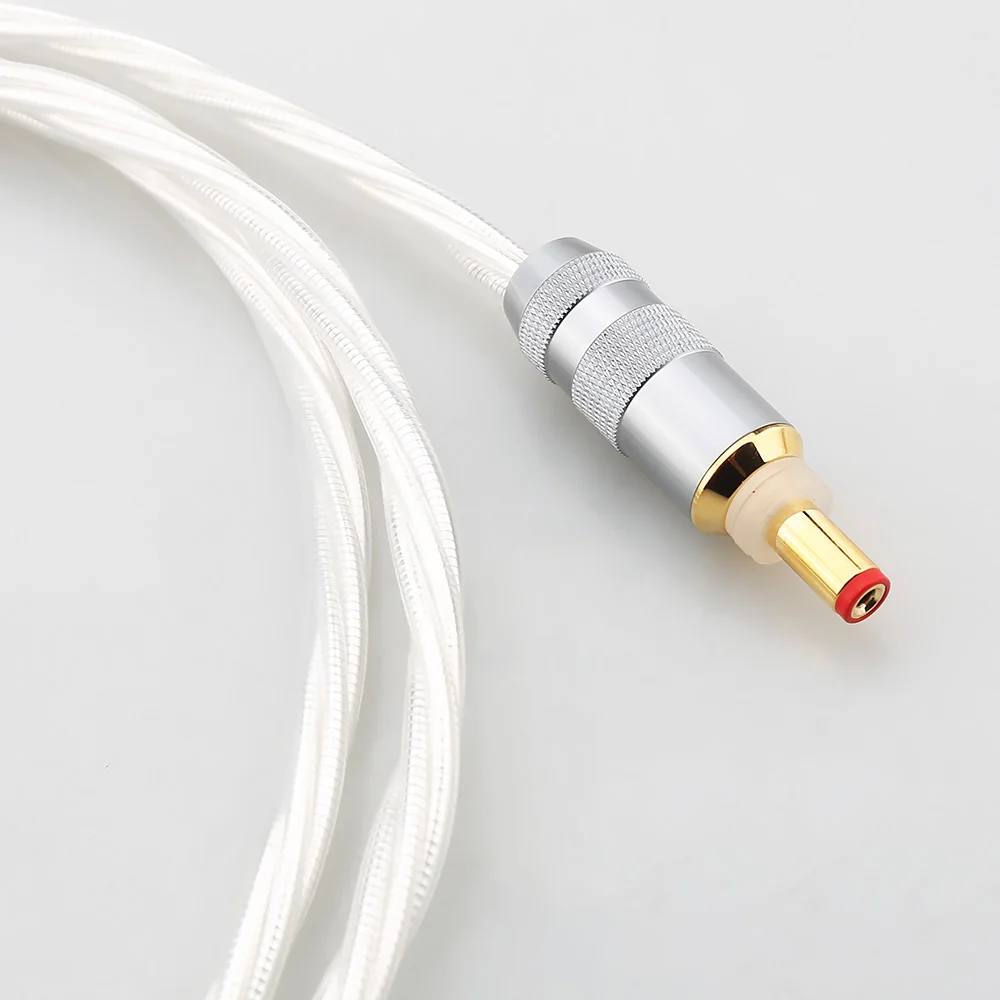 Audiophile 7N Silver Plated OCC DC Cable  GX12/GX16 2Pin To DC5.5x2.1/2.5mm Power Cord For Linear Power Supply