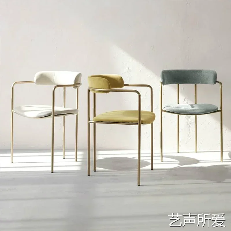 Nordic Dining Chair Minimalist Milk Tea Shop Iron Backrest Chair with Armrest Nail Salon Clothing