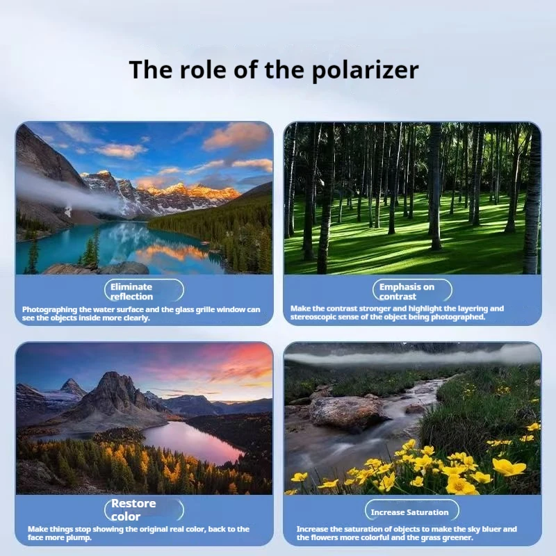 Walkingway 52MM CPL Filter Circular Polarizing Filters for Smartphone Camera Lens Filter With Phone Clip Accessories Filter