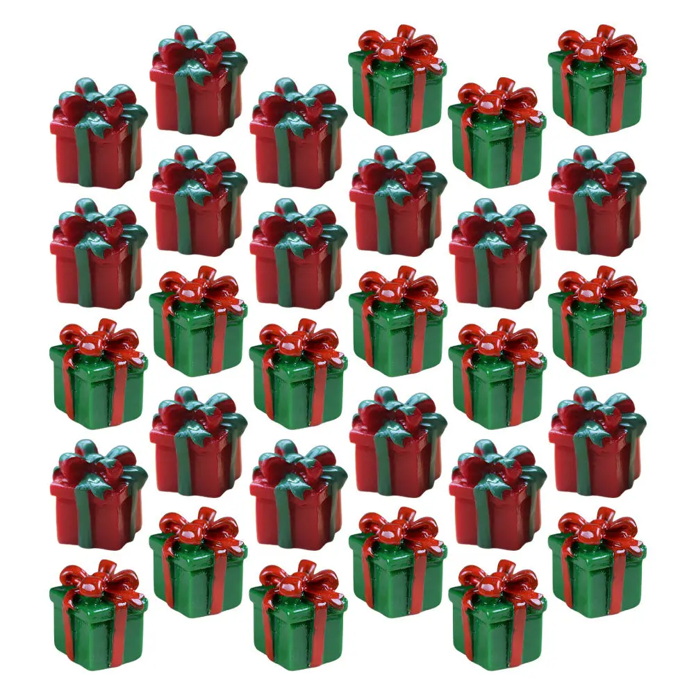

30 шт. миниатюрных подарочных коробочек из смолы для кукольного домика, имитация рождественских упаковок для декора