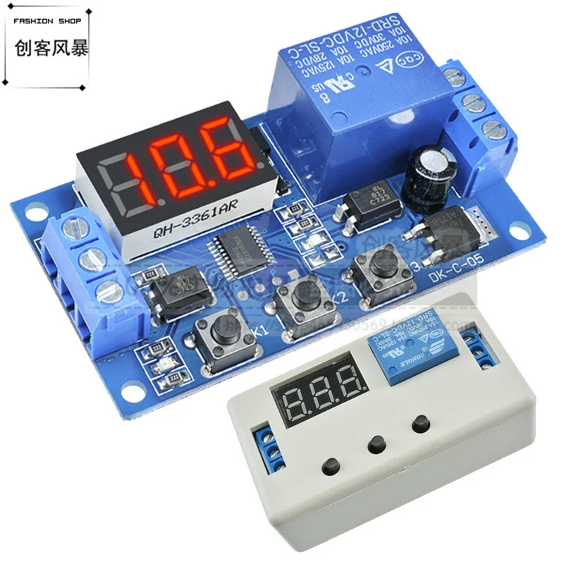 The 12v24V 1-way delay relay module triggers the switch board of the delay on power off time cycle timer