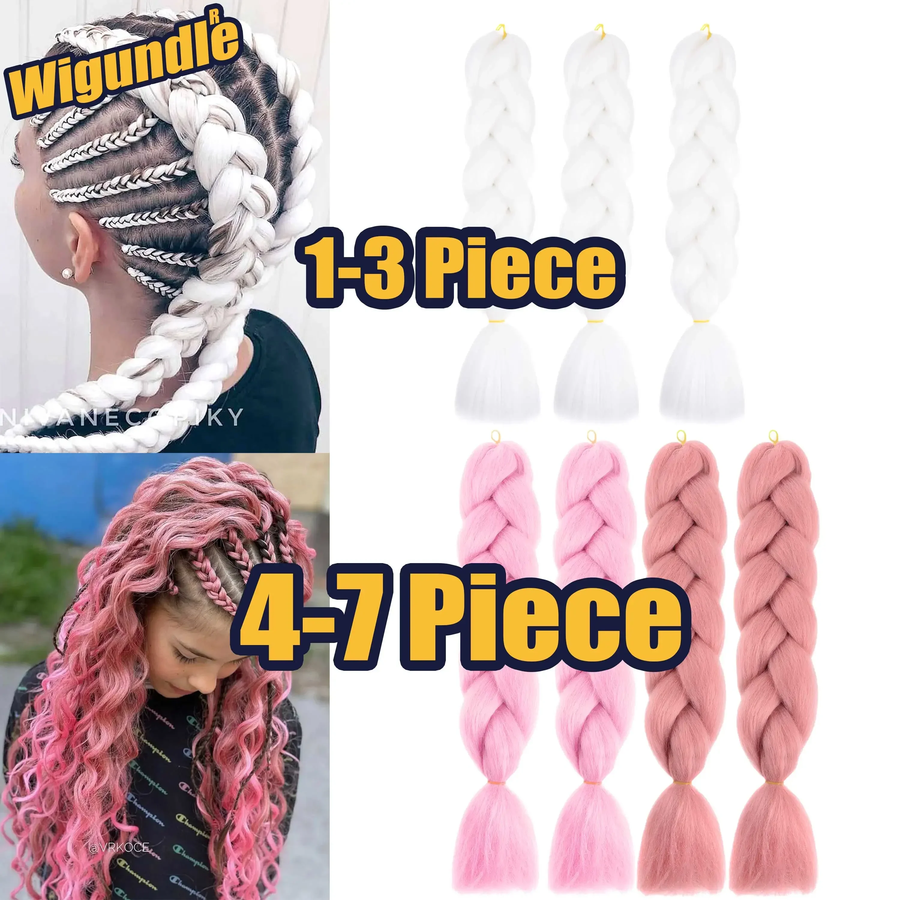 Wigundle Gift Box Jumbo Braiding Hair Pre Stretched Synthetic Kanekalon Crochet Hair Braids Extensions Accessories For Girls