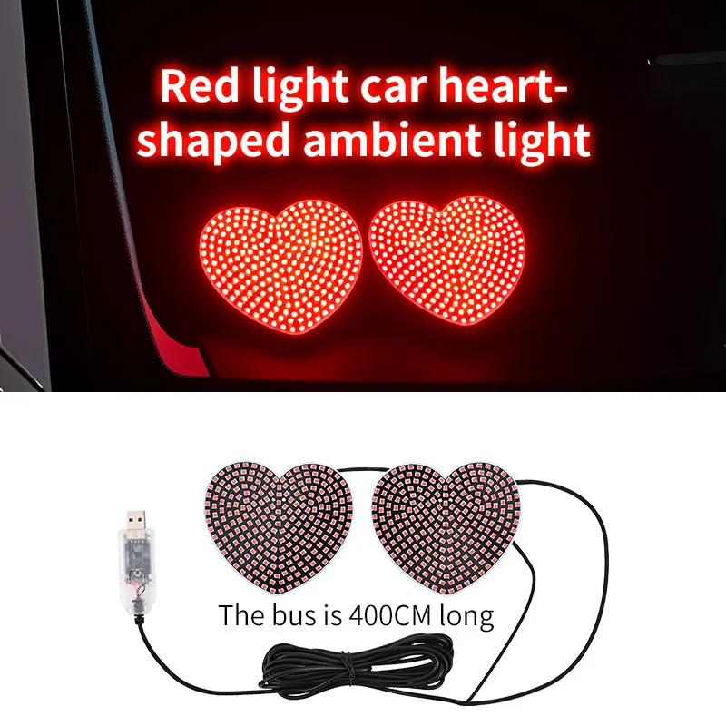 Heart-shaped LED Car Window Ambient Light – Multi-mode Gradient Decorative & Warning Light for Car Quarter Windows