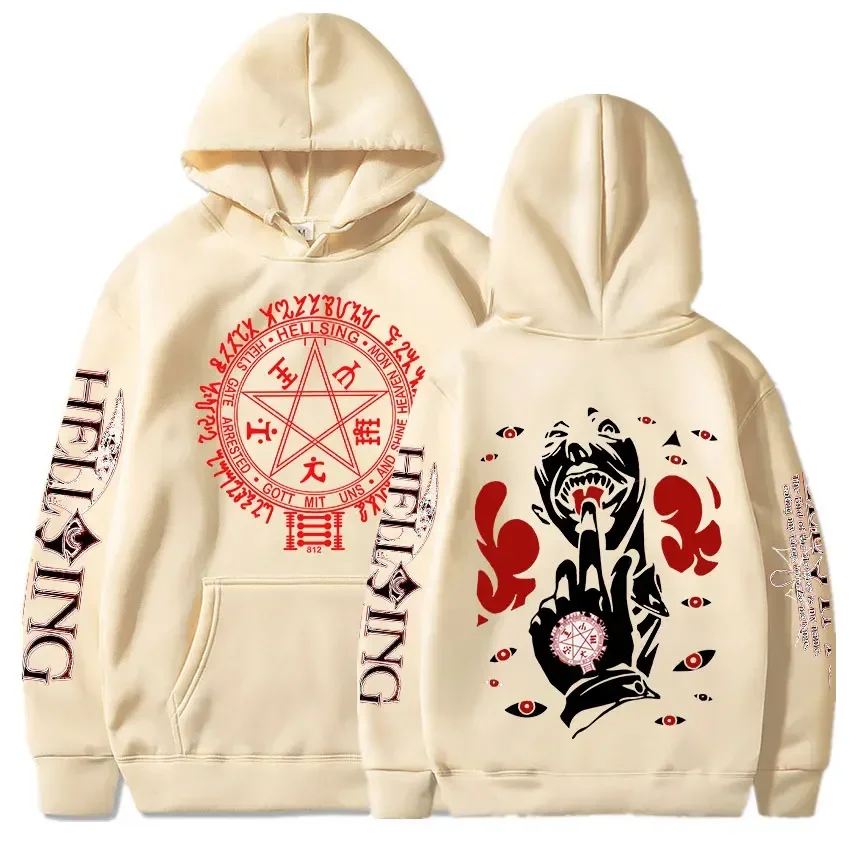 Anime Hellsing Hoodies Manga Print Hooded Men Women Clothes Harajuku Streetwear Hip Hop Unisex Sweatshirt Comfortable Pullover