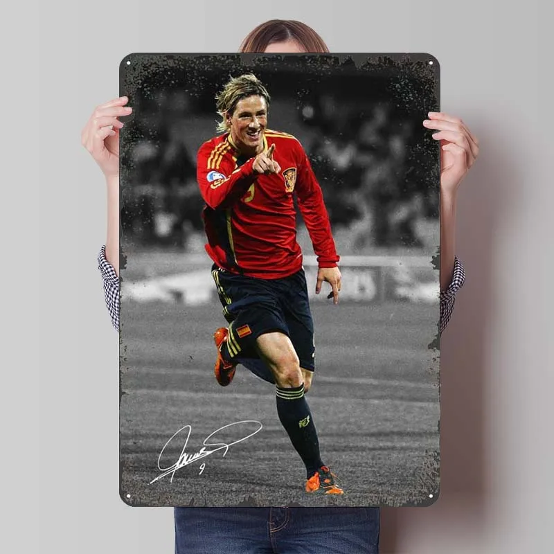 Fernando Torres Tinplate Sign Sports Poster Gamer Room Decoration Home Customizable Metal Signs for Wall Art Decoration Man Cave