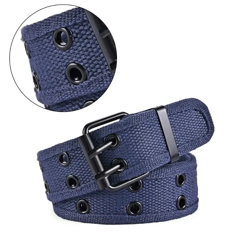 

A52E двухрядный ремень для женщин и мужчин, поясной ремень с пряжкой, тканый регулируемый ремень, повседневный ремень для брюк,