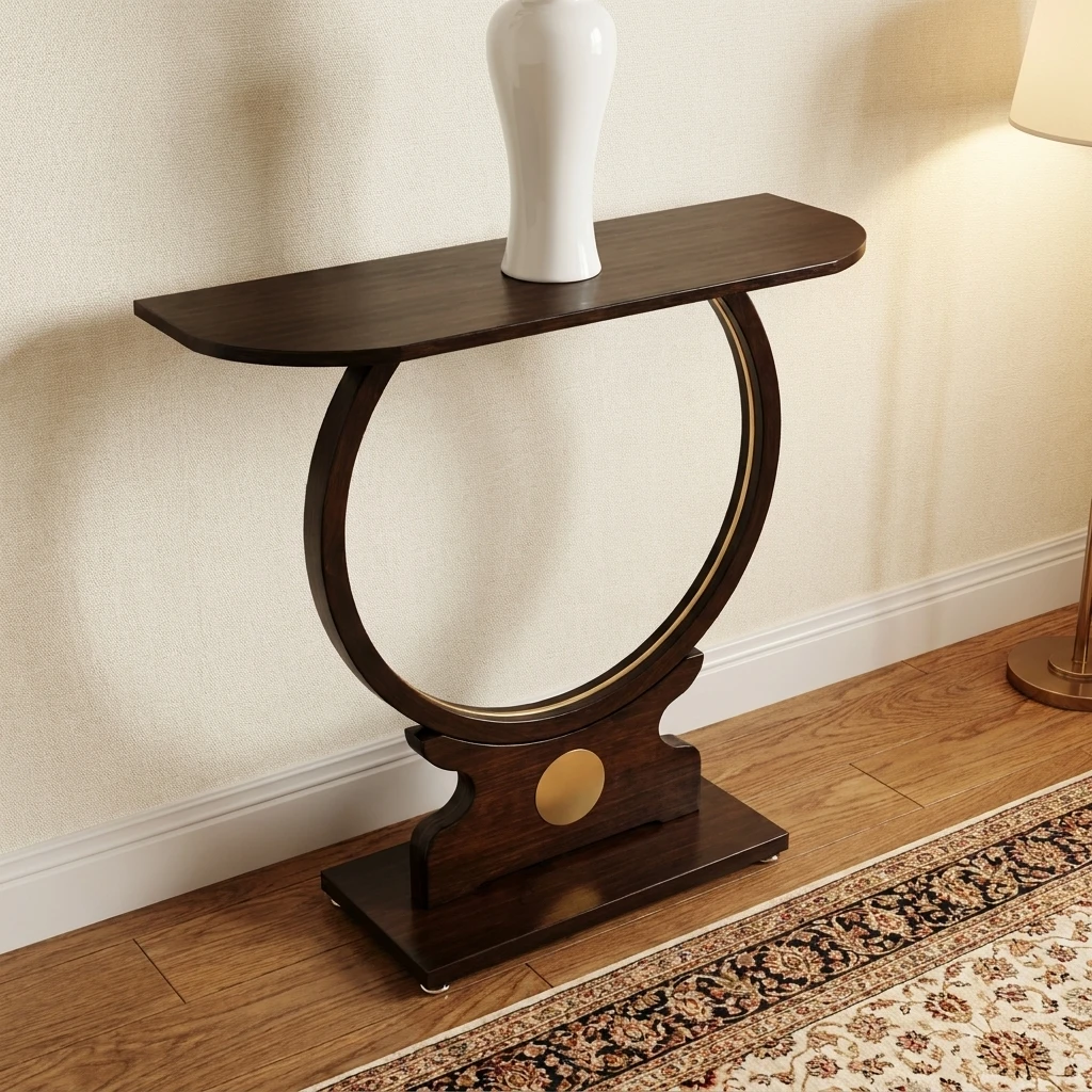 & Luxury Stone Slab Console Table Modern Minimalist Semi-circular Designer Entry Table High-end Hallway Furniture for Living Roo