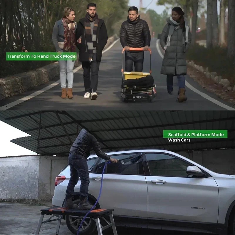 

7-in-1 Multifunctional Workbench DIY Woodworking Table Portable Folding Trolley Cart with Wheels Outing Handcart