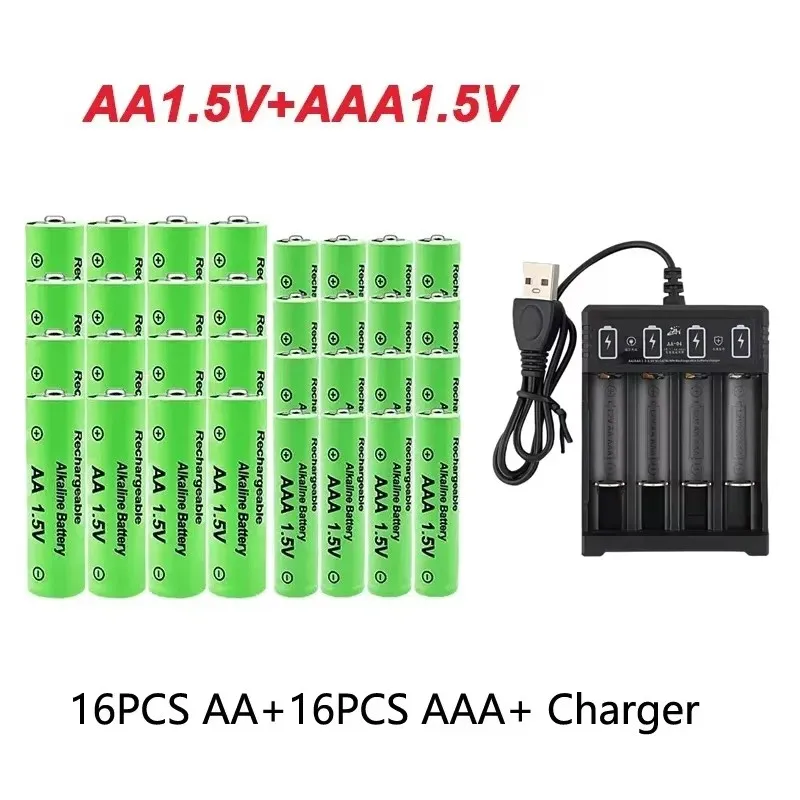 Original Rechargeable Battery 1.5V AA9800mAh+AAA8800mAh+Charger for Computer Clock Radio Video Game Digital Camera AA AAAbattery