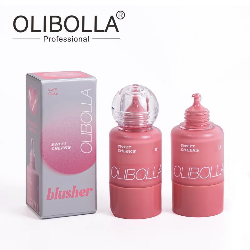 OLIBOLLA 6-farbiges flüssiges Rouge, kleine Milchflaschenpresse – Typ Wangenrouge, wässriges Glühen, klares Rouge, flüssiges Make-up