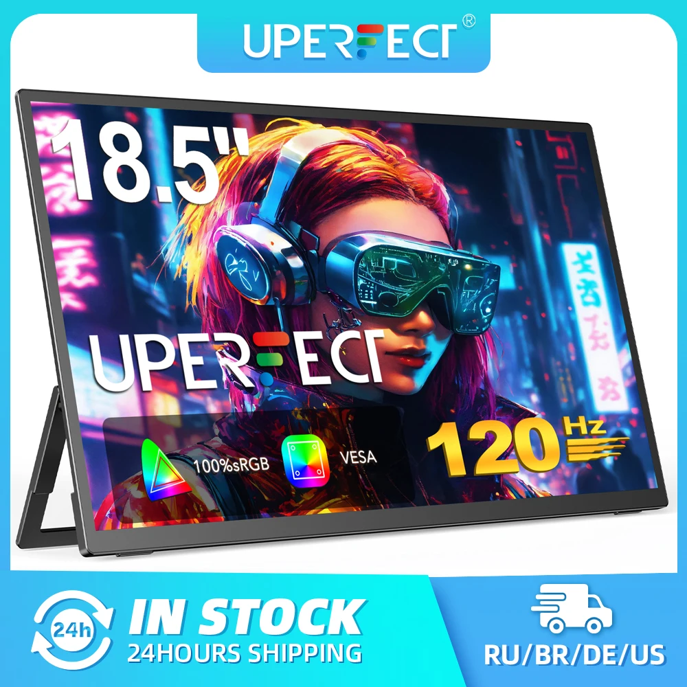 Портативный монитор UPERFECT 18,5' 120 Гц второй экран для ноутбука игровой дисплей с подставкой 1080P IPS USB C HDMI для Mac PC Xbox PS4/5 Switch