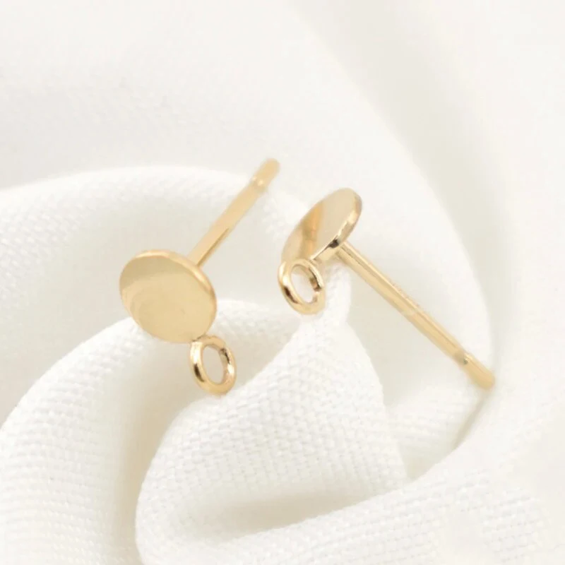 4mm Round Disc Post Earring w / Ring 14K Gold Filled Disc Ear Stud Earrings Jewelry Findings Tarnish Resistant Jewelry Findings