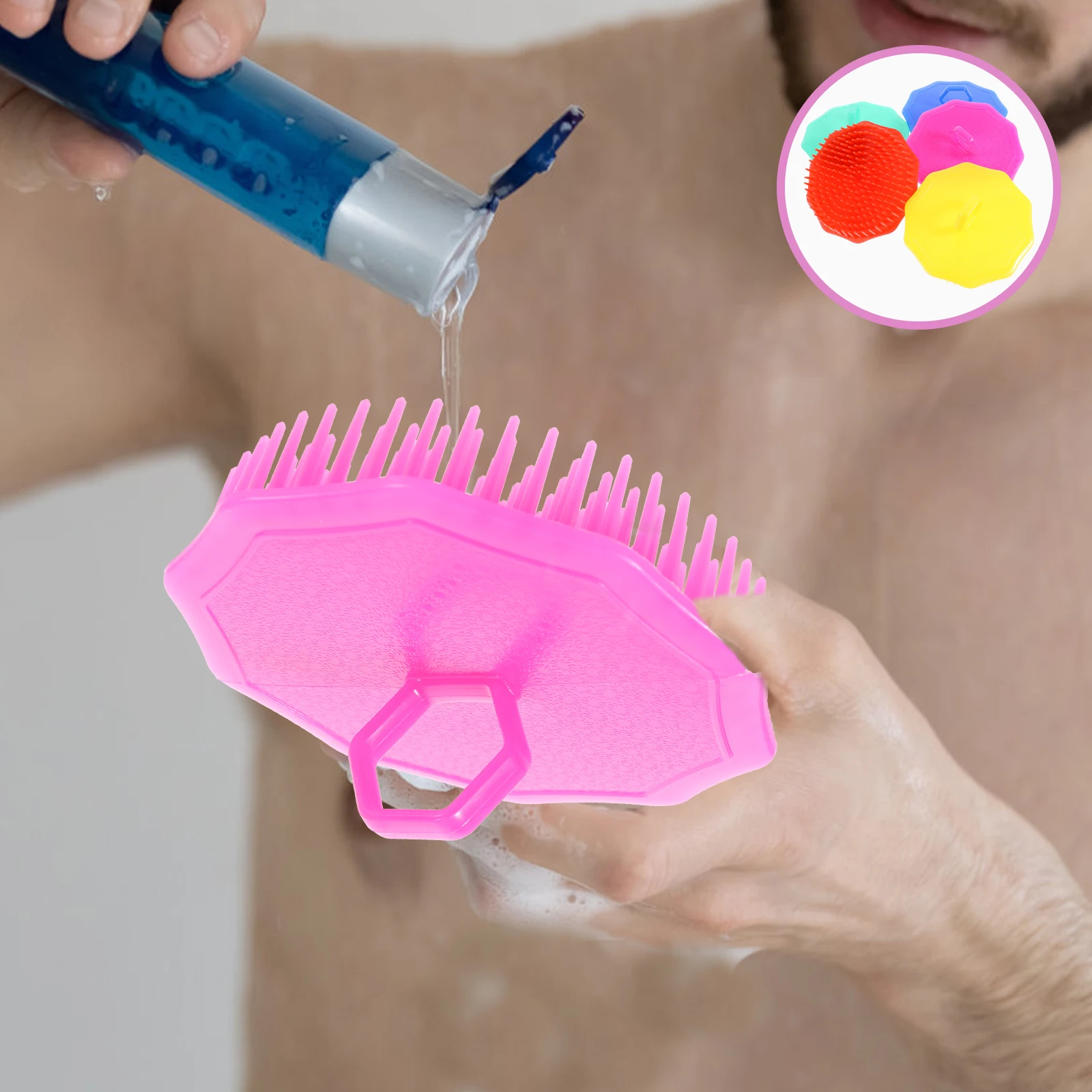 

5PCS Shampoo Brush Hair Comb Scalp Massage Washing Scrubber Plastic Tool Anti Frizz Beard
