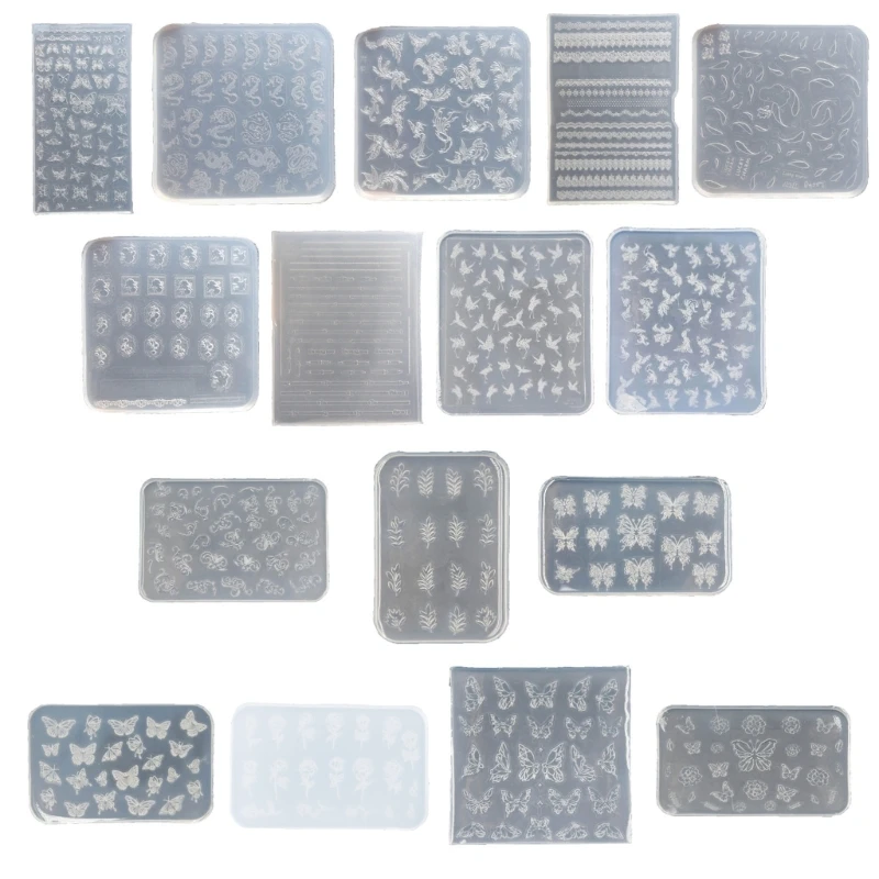 Practical Thin Silicone Art Mold Transparent Stamping Plate Nails Stencils DIY Manicure Mould Tools for Manicurists