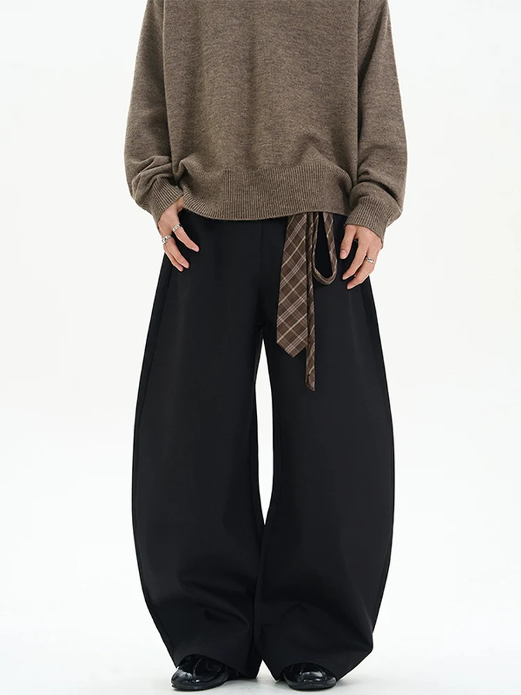 

Брюки Cleanfit в американском стиле ретро, мужские свободные широкие брюки, элитные повседневные брюки с драпировкой, прямой крой, молодежные брюки