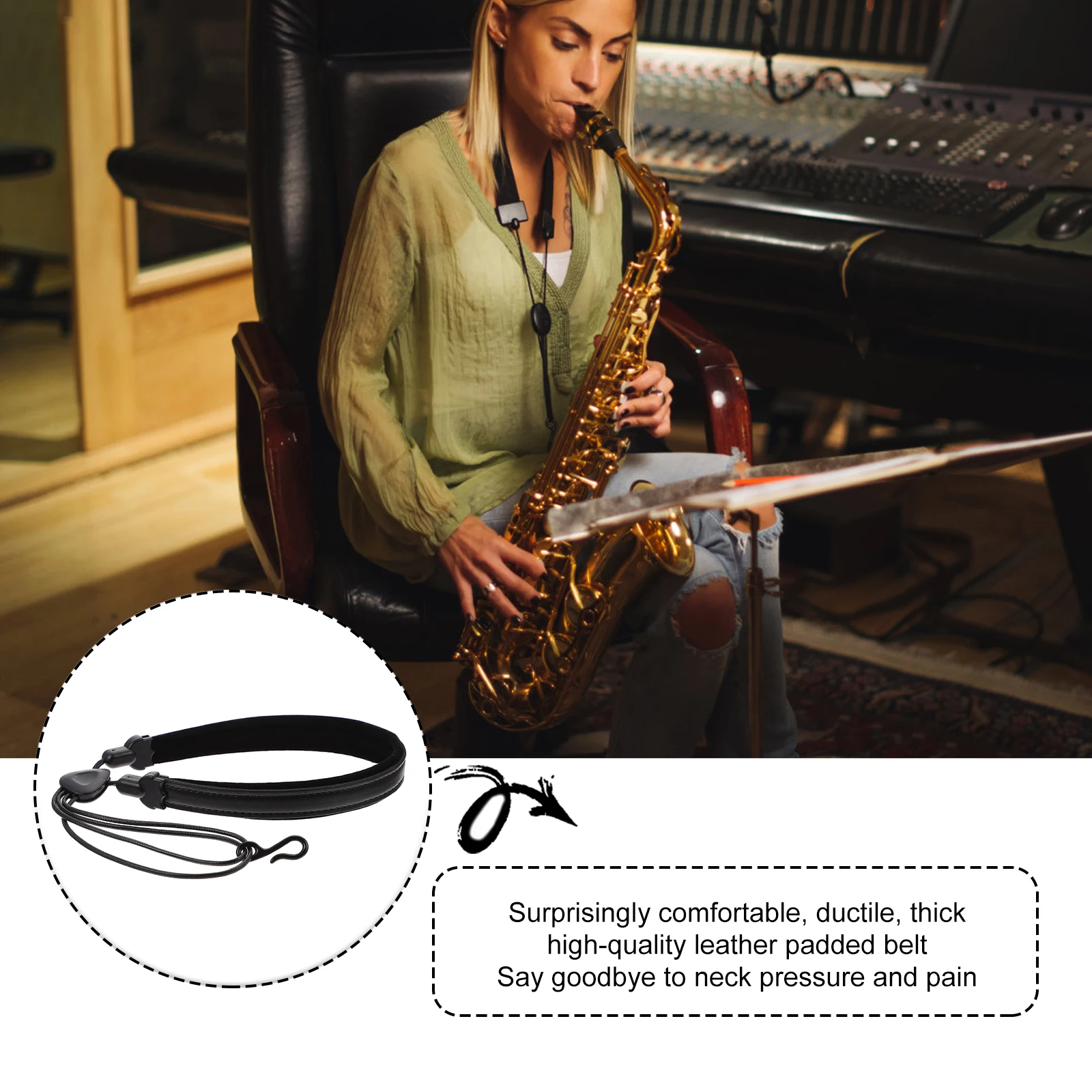 

Saxophone Strap Accessories Harness Durable Belt Neck Straps for Alto Tenor Shoulder Soft