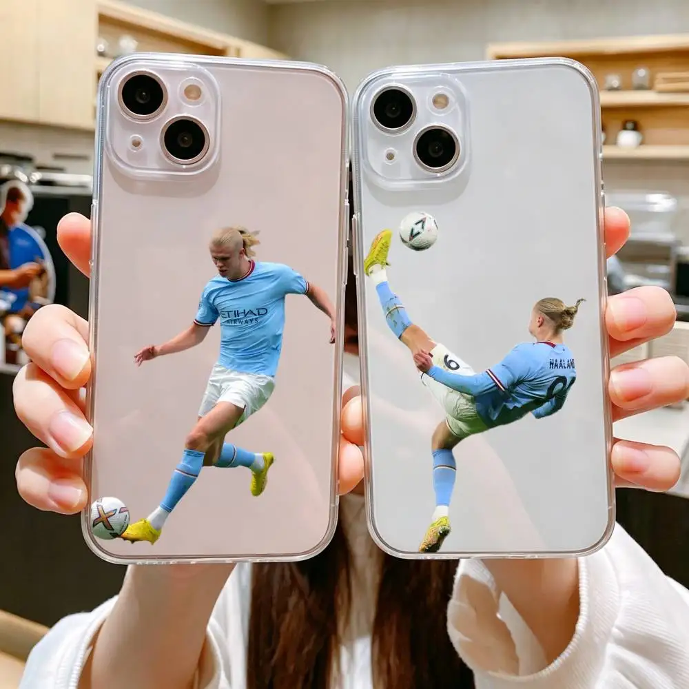 

Haaland Strikes Precise Hole Transparent Printed Phone Case For iPhone 11/12/13/14/15/16/17 Plus, Pro, Pro Max & Air