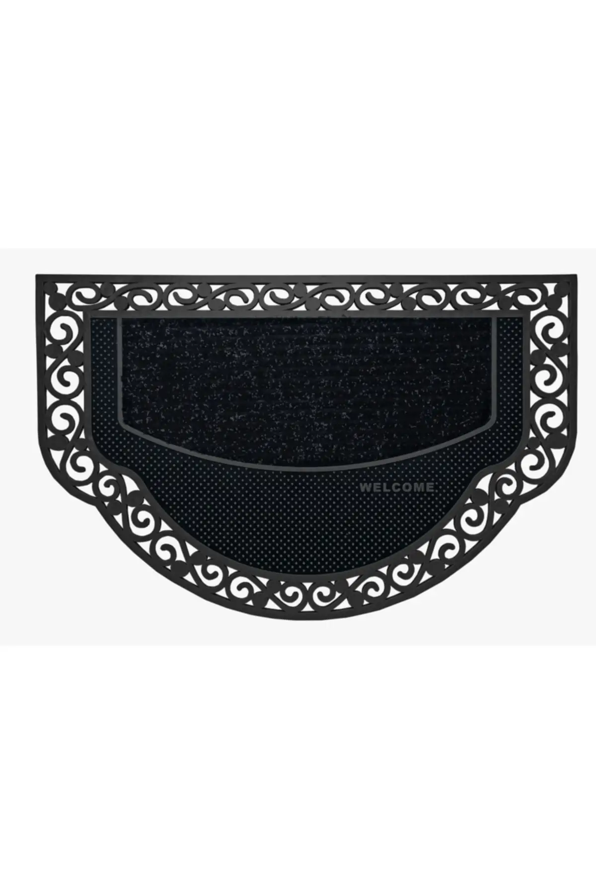 Half Moon Model Welcome Letter Front Door Mat Black Color Stylish Useful Majestic Ornate Decorative 2022 Trend Model