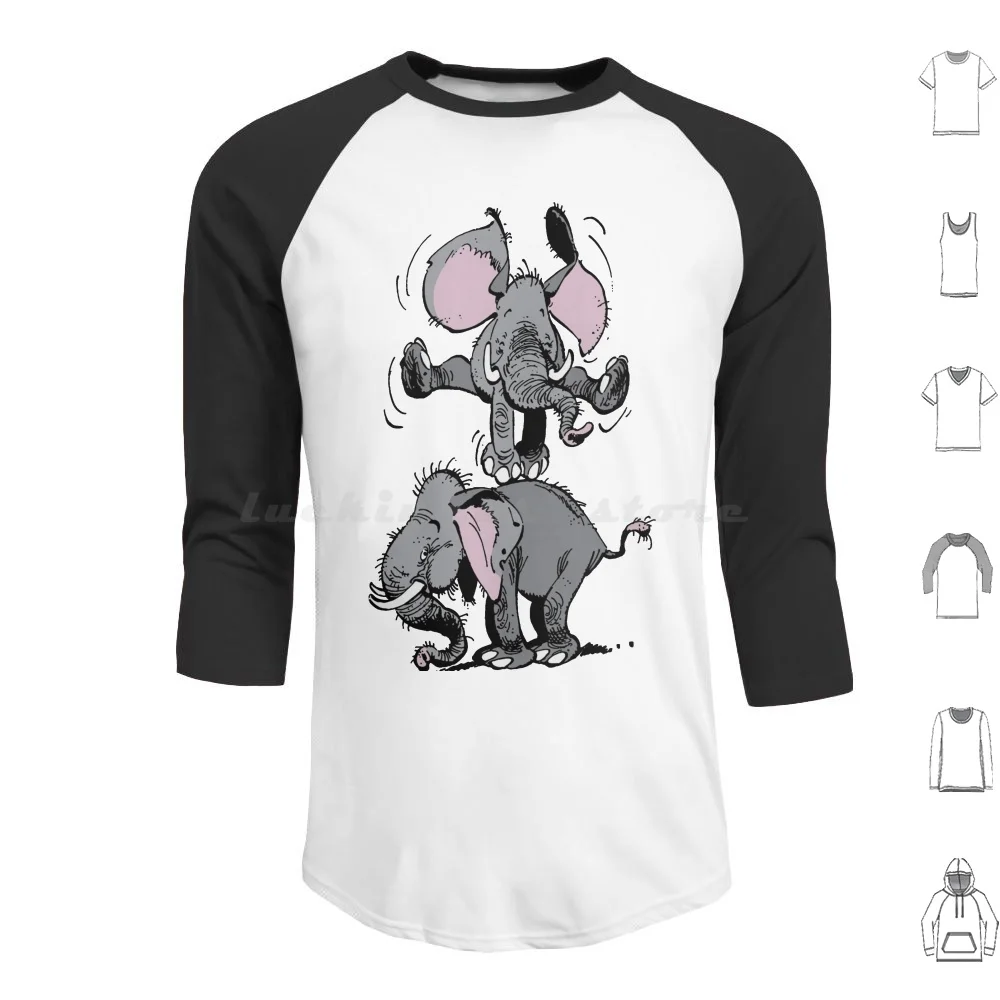 Elephants Playing-Pink Hoodie Cotton Long Sleeve Gaston Guus Lagaffe Flater Guust Veronica Magazine Gids Guide Tv Cartoon