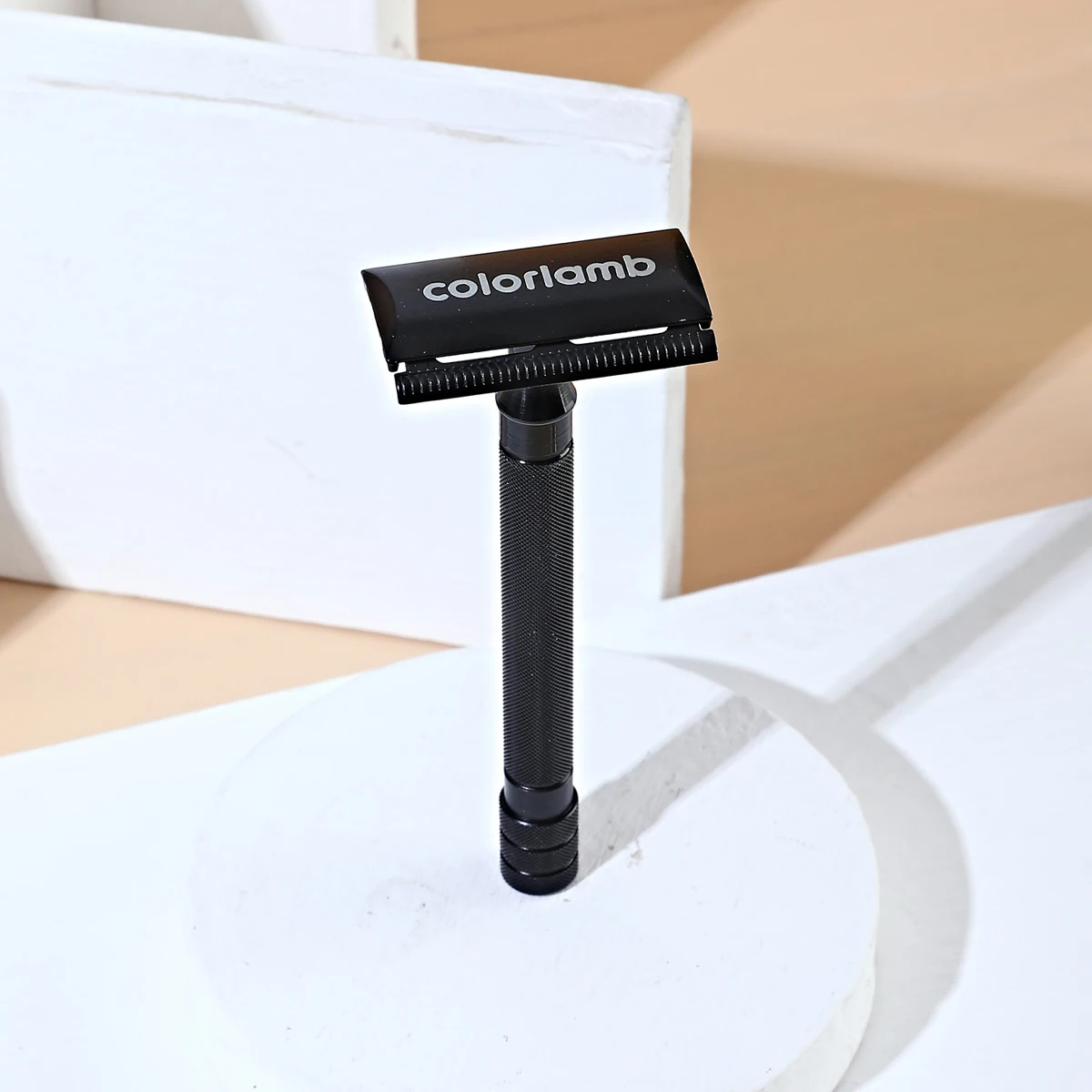 Colorlamb Metal Men Safety Razor Double Edge 11CM Classic Manual Barber Razor Silver Black Color