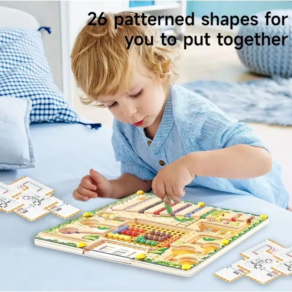 Positionierungsspiel aus Holz, magnetisch, Montessori-Konzentrationstraining, pädagogisch, buntes Zahlen-Schreiben, magnetisches Labyrinth