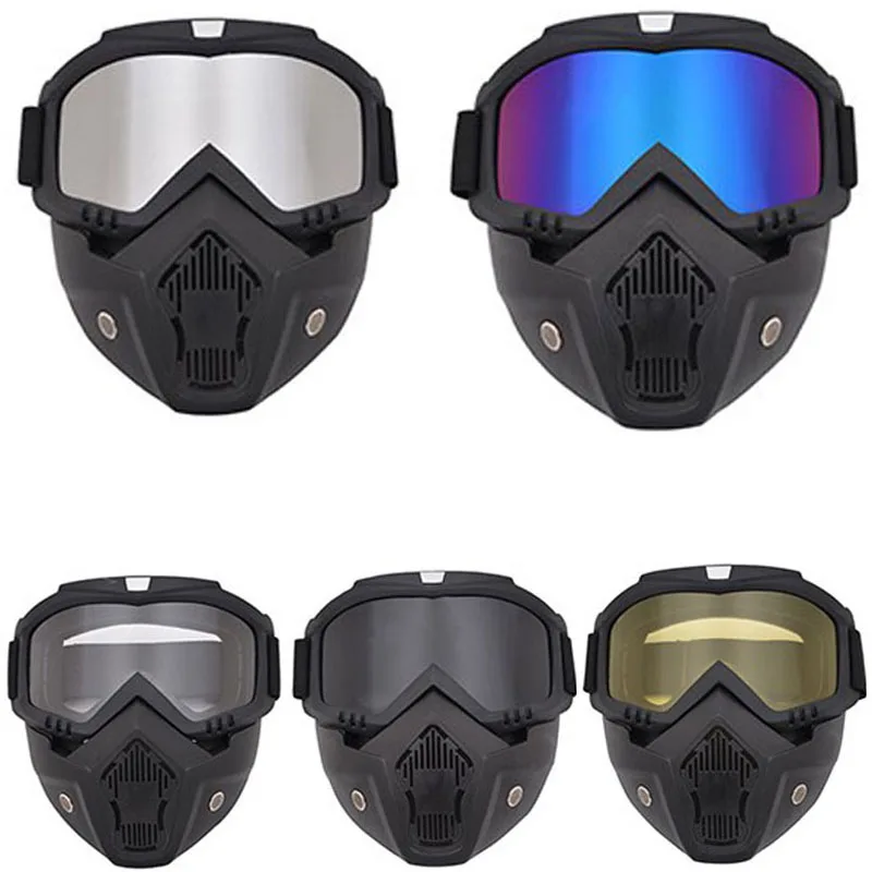 

Universal Motorcycle Goggles Removable Mask Open Face Helmet Detachable Windproof Motorcross Eyewear Vintage Helmets 5 Colors