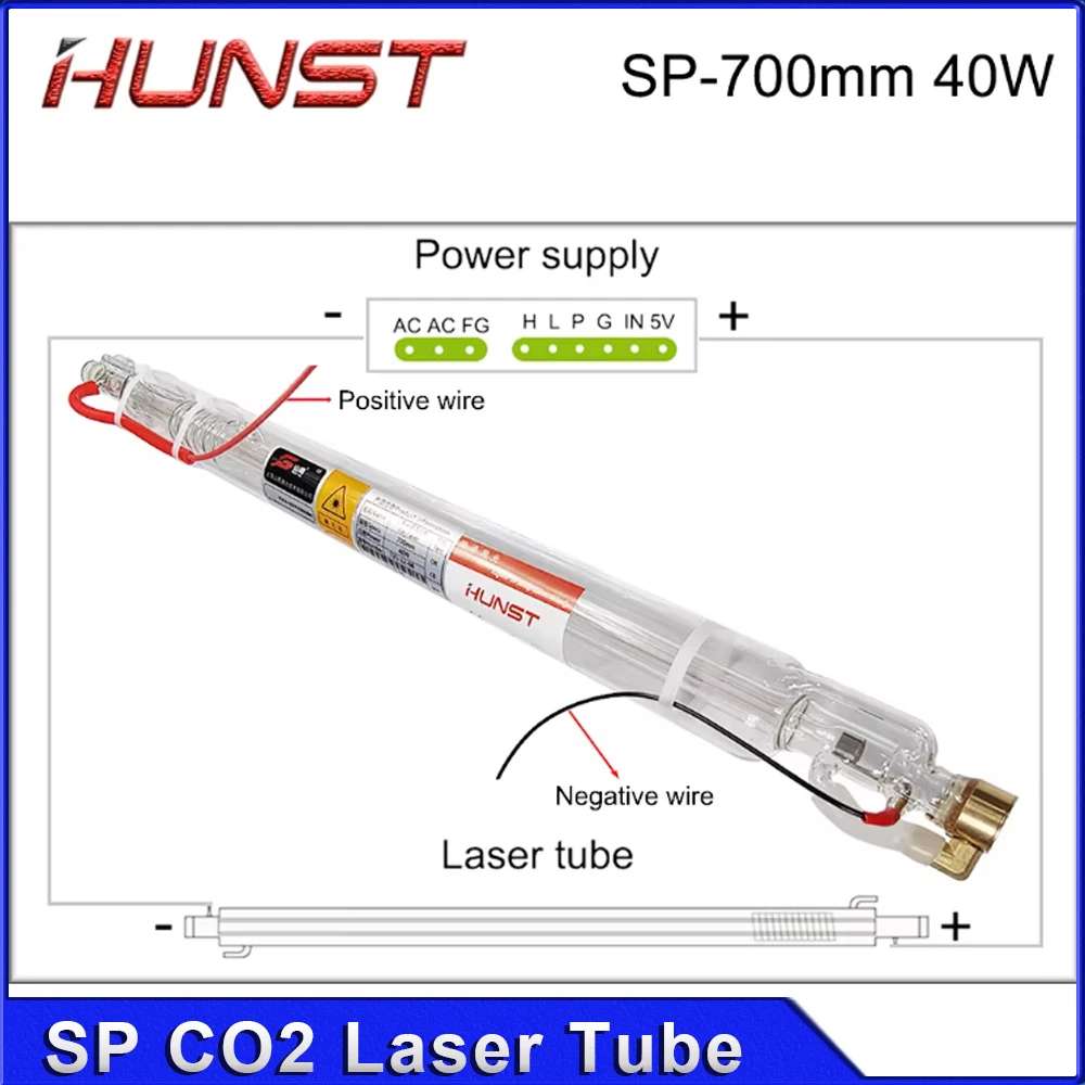 Hunst SP 40W Co2 Laser Tube Diameter 55mm Length 700mm Suitable for Engraving and Cutting Machine