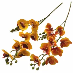 Latex Butterfly Orchid Flower 9 Heads Real Touch Artificial Mini Two Forks Phalaenopsis