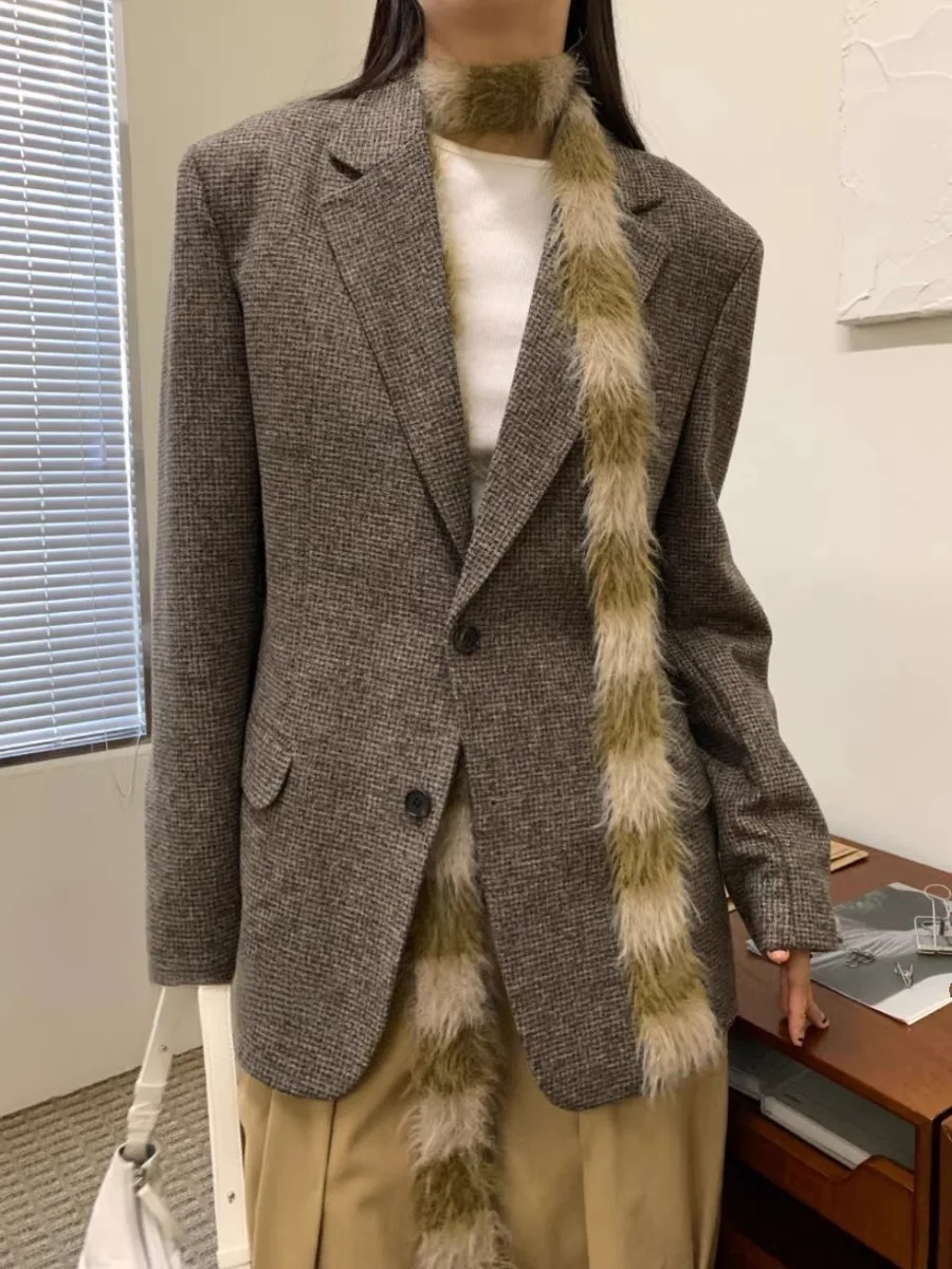 Sciarpa versione stretta a righe color sangue retrò Stratificazione Aosphere Senso Versatile accessorio invernale personalizzato