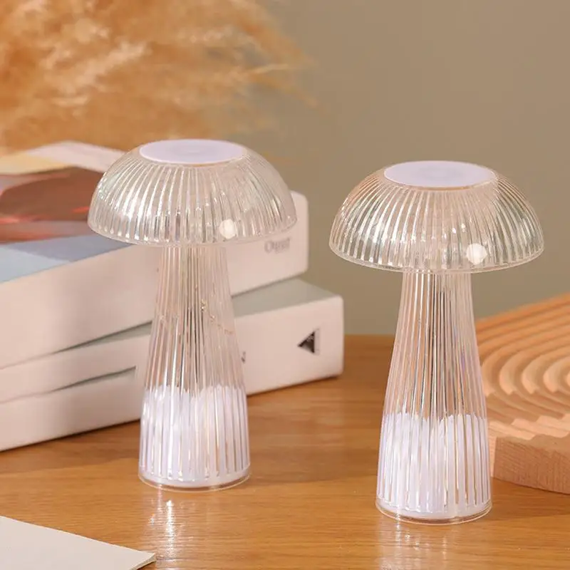 Mushroom Decor Lights Transparent Night Light Mushroom Lamp Crystal Table Lamp LED Ambient Lights For Children Study Room